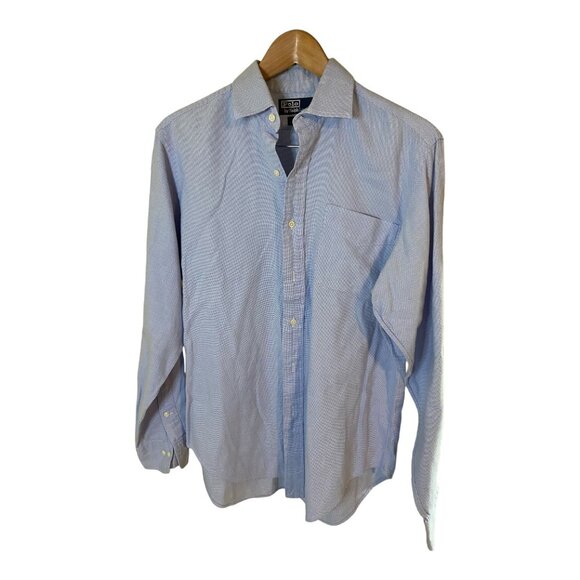 Polo Ralph Lauren Mens 15 34/35 Shirt Button Down Blue Checkered Career Preppy - Picture 2 of 9